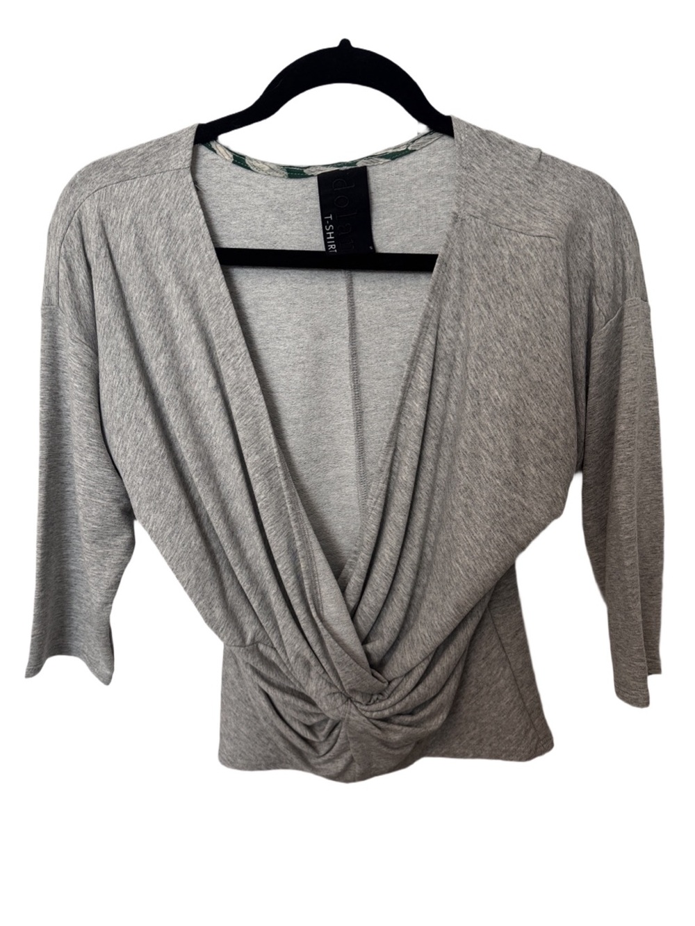 Dolan t-shirt Draped Twist Front Grey Top